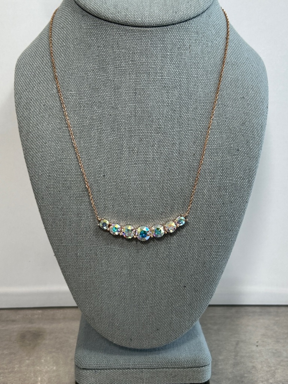 Truly Inspired Aurora Borealis Swarovski Elements Crystal Bar Necklace